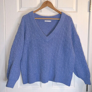 Reitmans Signature chunky v-neck sweater women’s XXL dusty blue knit dusty blue